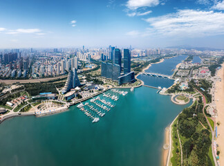 Fototapeta na wymiar Aerial photography China Rizhao city architecture landscape coastline