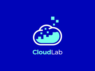 cloud lab logo design concept