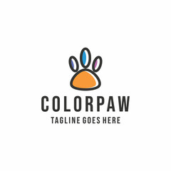 colorful paw Logo vector design. health clinic symbol icon graphic. modern animal care emblem for Company and business