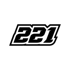 Racing number 221 logo on white background