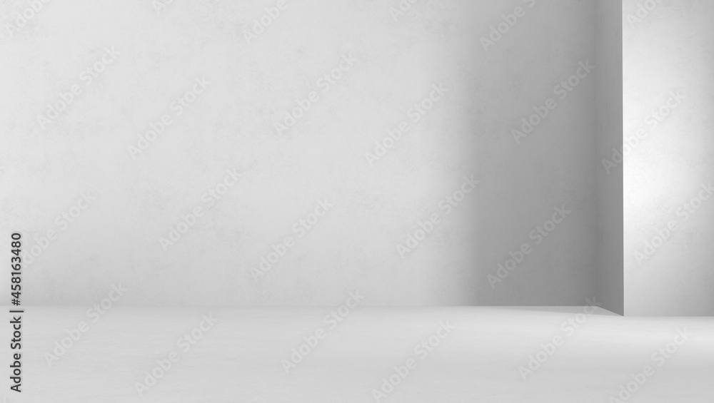 Poster empty studio in gray color with light from window. background design for product display and present
