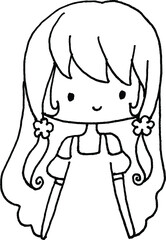 vector cartoon cute girl with yellow dress and daisy