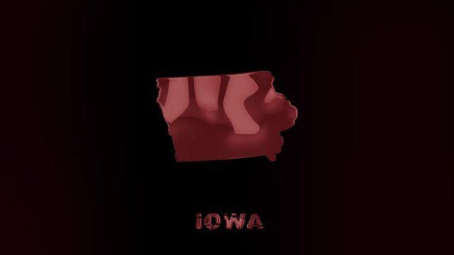 Iowa state lettering with glitch art effect. Iowa state. USA. United States of America. Text or labels Iowa with silhouette