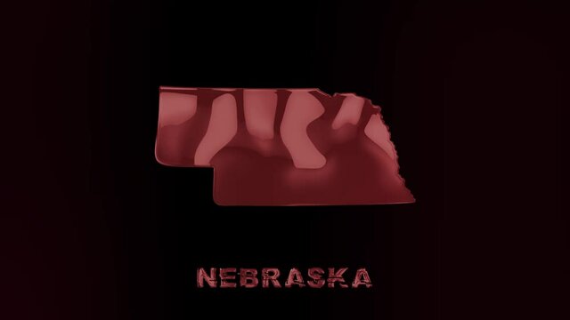 Nebraska state lettering with glitch art effect. Nebraska state. USA. United States of America. Text or labels Nebraska with silhouette