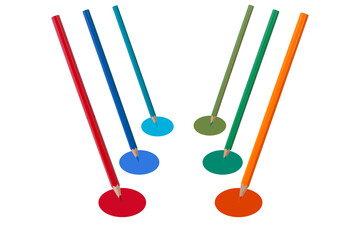 Colored pencil set isolated on white background.