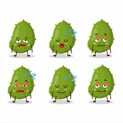Obraz premium Cartoon character of virus desease with sleepy expression