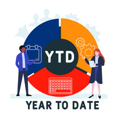 Flat design with people. YTD - Year To Date acronym. business concept background. Vector illustration for website banner, marketing materials, business presentation, online advertising