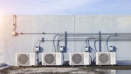 air condition outdoor unit compressor install outside the building.