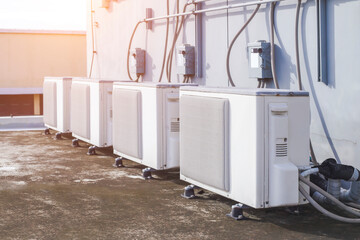 air condition outdoor unit compressor install outside the building.
