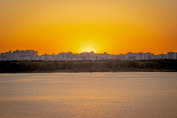 sunset over the city