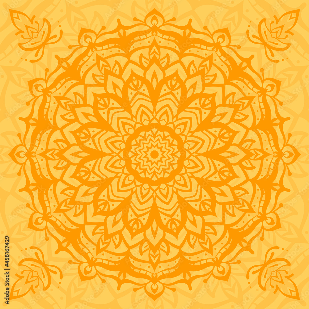 Poster ethnic mandala texture background for web or print vector design element