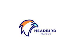 head bird mono line logo design concept