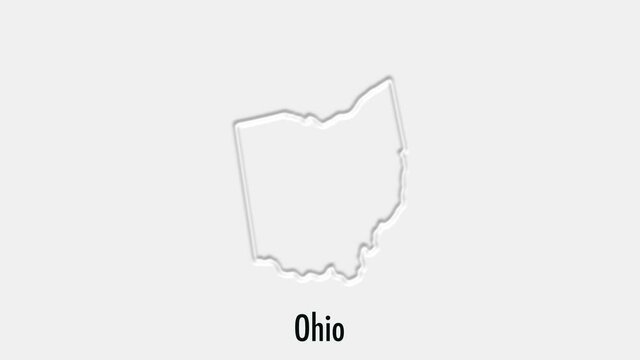Abstract line animation Ohio State of USA on hexagon style. Ohio state. United States of America. Outline map of Ohio federal state highlighted from map of USA
