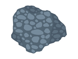 Grey conglomerate specimen. Sedimentary rock sample isolated on white background.