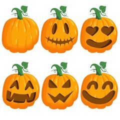 Set of decorative pumpkins for halloween