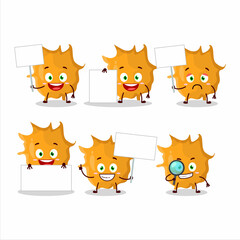 Virus germ cartoon character bring information board