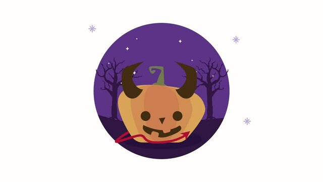 happy halloween devil pumpkin animation