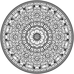 Circular pattern in the form of mandala with flower for henna, mehndi, tattoo, decoration. 
