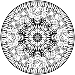 Circular pattern in the form of mandala with flower for henna, mehndi, tattoo, decoration. 