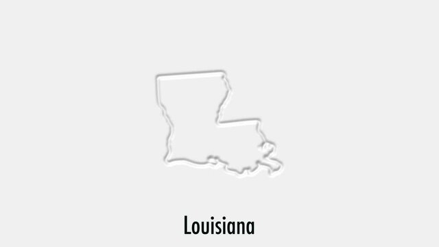 Abstract line animation Louisiana State of USA on hexagon style. Louisiana state. United States of America. Outline map of Louisiana federal state highlighted from map of USA