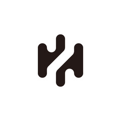 number two negative space geometric symbol logo vector