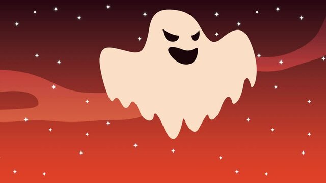 happy halloween animation with ghost