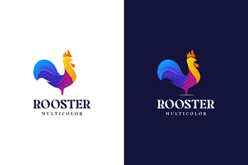 modern gradient rooster logo colorful abstract - obrazy, fototapety, plakaty