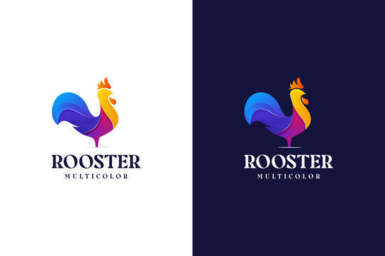 modern gradient rooster logo colorful abstract