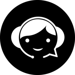 Customer Service Icon - User With Headphone Vector illustration