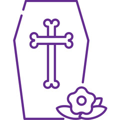 funeral ceremony with cross line icon