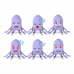 Cartoon character of virus kidney failure with sleepy expression