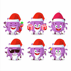 Santa Claus emoticons with virus particle cartoon character