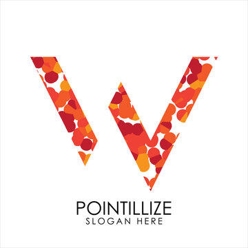 Letter W logo design in pointillize effect. Branding letter logo in white background.