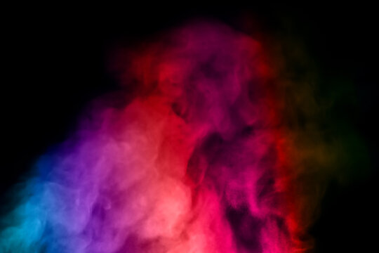 colorful smoke steam isolated black background	