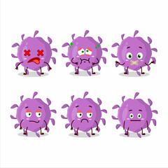 Virus particle cartoon character with nope expression