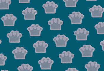 Background for the design and banner. A crown on a blue background. Pattern.