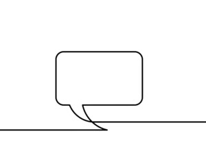 Abstract oval speech bubble as line drawing on white as background. Vector