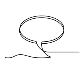 Abstract oval speech bubble as line drawing on white as background. Vector