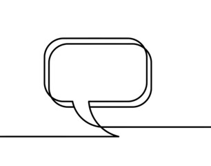 Abstract oval speech bubble as line drawing on white as background. Vector