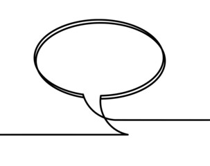 Abstract oval speech bubble as line drawing on white as background. Vector