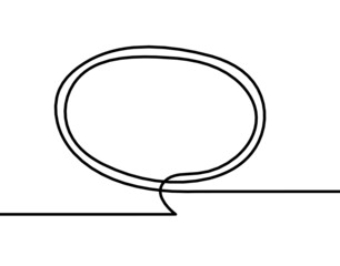 Abstract oval speech bubble as line drawing on white as background. Vector