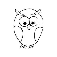 owl hand drawn doodle. vector, scandinavian, nordic, minimalism, monochrome. bird, children print, sticker, decor, coloring.