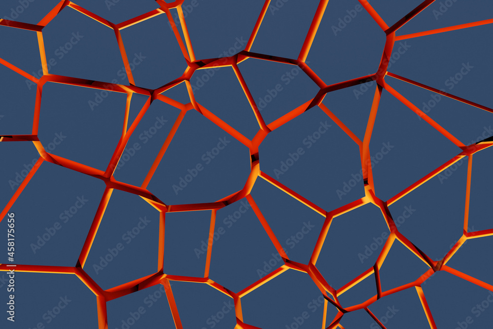 Aufkleber 3d illustration of rows of orange polygones. parallelogram pattern. technology geometry background