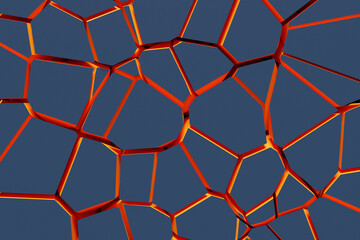 Obraz premium 3d illustration of rows of orange polygones. Parallelogram pattern. Technology geometry background