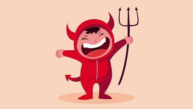 cute child disguised as devil