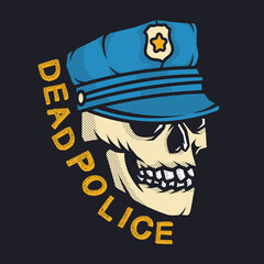 Head skull Police officer vector iluustration, for design of clothes, jackets, sticker, posters etc.