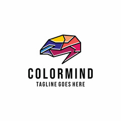 colorful mind Logo vector design. creative brainstorming symbol icon graphic. intelligence emblem for Company and business