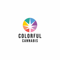 colorful leaf cannabis Logo vector design. organic marijuana symbol icon graphic. environment emblem for Company and business