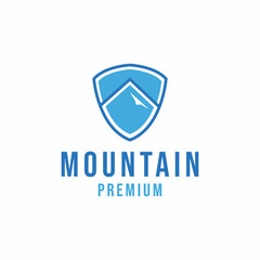 modern shield mountain Logo vector design. peak symbol icon graphic. adventure emblem for Company and business