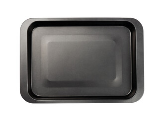 Top view of empty black non-stick baking tray
